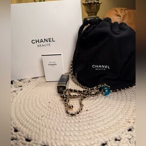 CHANEL Beaute GWP Black Drawstring Pouch w/ Detachable & Adjustable Chain